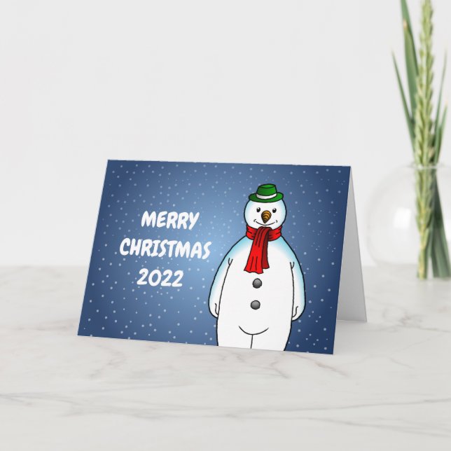 Merry och Lycklig Snögubbe Helgkort (Framsida)