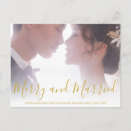 Merry och Married Guld Newlyed Elegant Helg Vykort