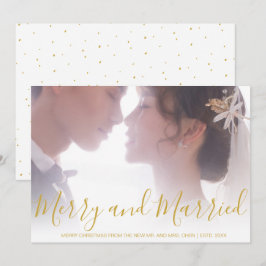 Merry och Married Guld Newlyed Elegant Julkort