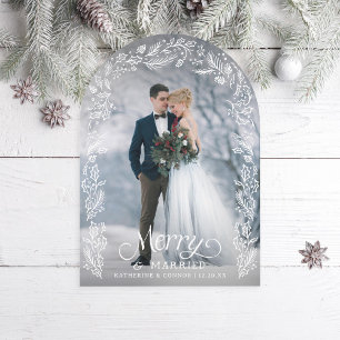 Merry och Married Holly Photo Helgdag Card Inbjudningar
