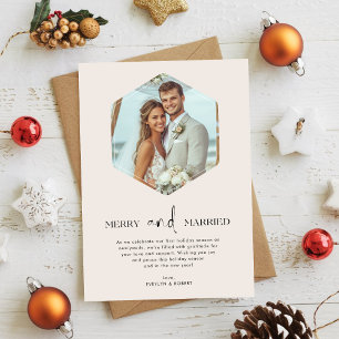 Merry och Married Newlyged jul Polygon Photo Julkort