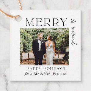 Merry och Married Newlyweds & Mrs Helgdag Gift Gåvor Etiketter