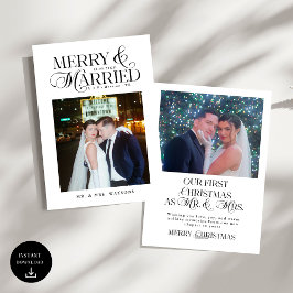 Merry och Married Newlyweds Photo First jul jul Julkort