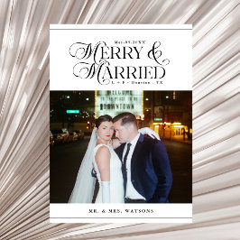 Merry och Married Newlyweds Photo First jul jul Julkort