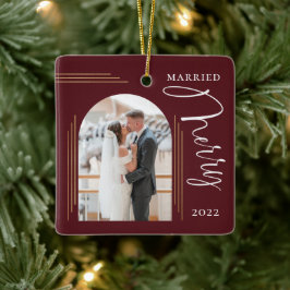 Merry och Married Photo Arch Ram Julgransprydnad Keramik
