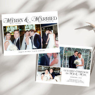 Merry och Married Photo Newlyged Par jul Julkort