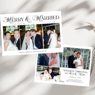 Merry och Married Photo Newlyged Par jul Julkort