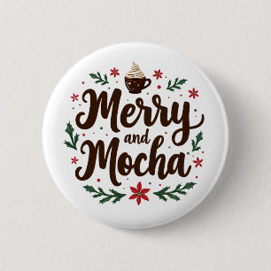 Merry och Mocha Drink julkaffe Julafton Knapp
