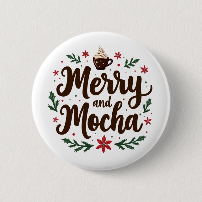 Merry och Mocha Drink julkaffe Julafton Knapp (Framsida)