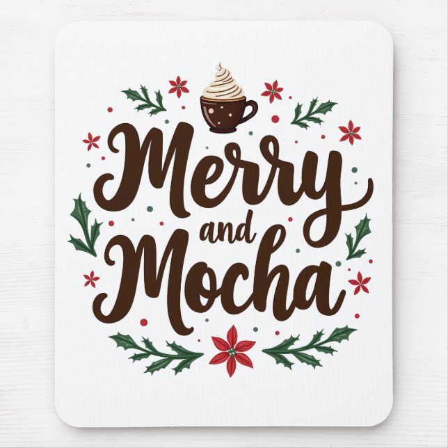Merry och Mocha Drink julkaffe Julafton Musmatta (Framsidan)