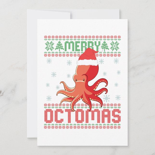 Merry Octomas Funny Ugly God Julsötare Octopus Tack Kort (Framsida)