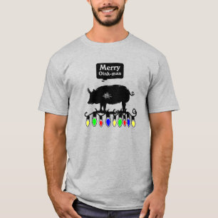 Merry Oink-Mas-Black T Shirt