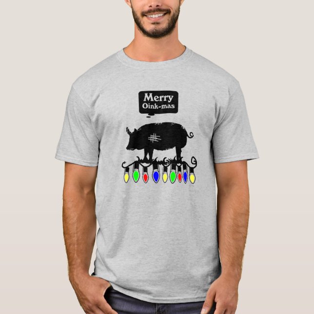 Merry Oink-Mas-Black T Shirt (Framsida)