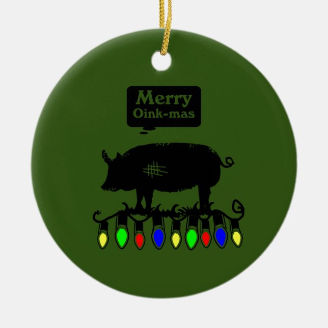 Merry Oink Mas Julgransprydnad Keramik (Framsidan)