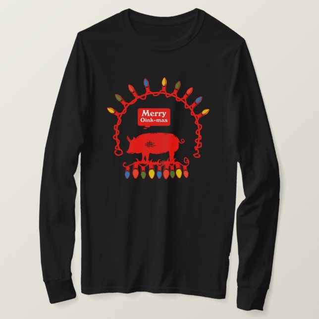 Merry Oink-Mas Rope Ljus T Shirt (Design framsida)