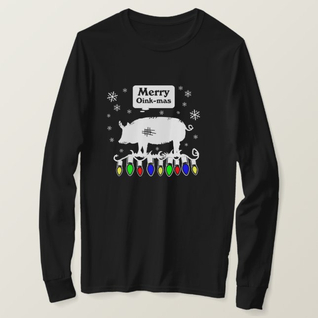 Merry Oink-Mas Snö flingor T Shirt (Design framsida)