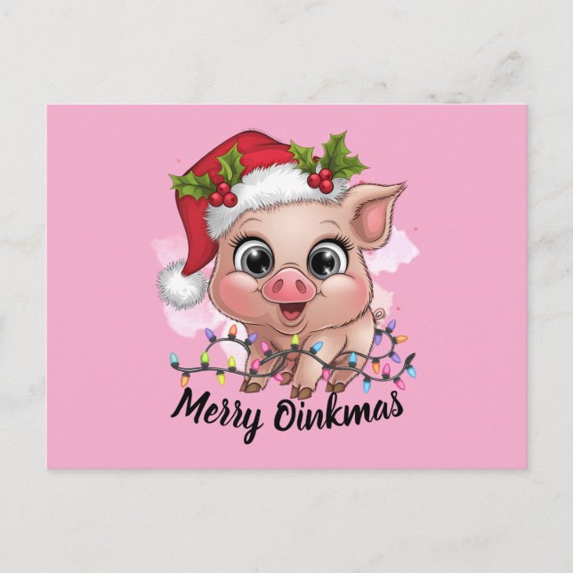 Merry Oinkmas Helg Vykort (Framsida)