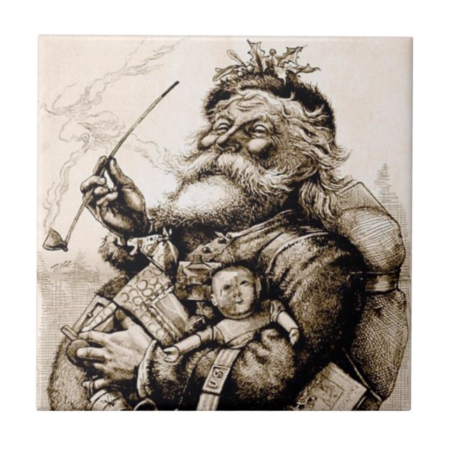 Merry Old Jultomten Kakelplatta (Framsidan)