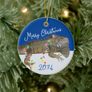 Merry on Bright Pet Iguana jul Julgransprydnad Keramik