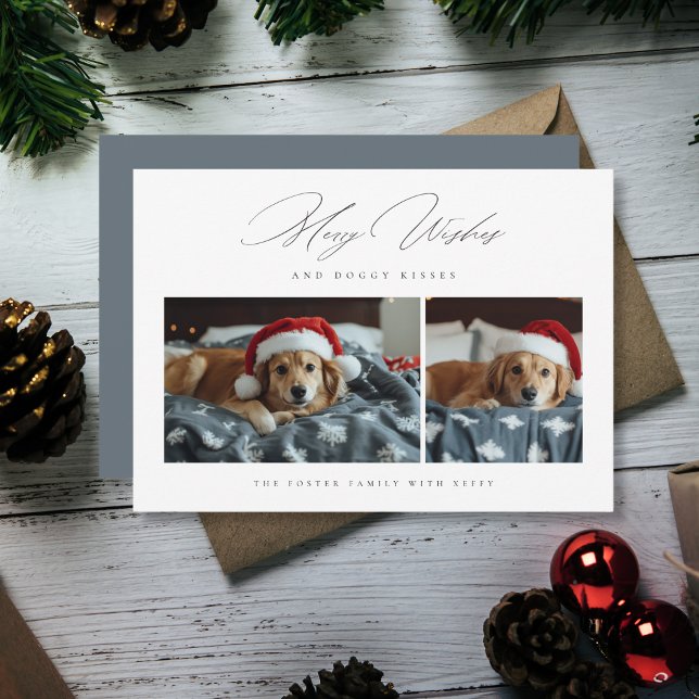 Merry Önskemål Doggy Kisses 2 Photo Pet-jul Julkort (Skapare uppladdad)
