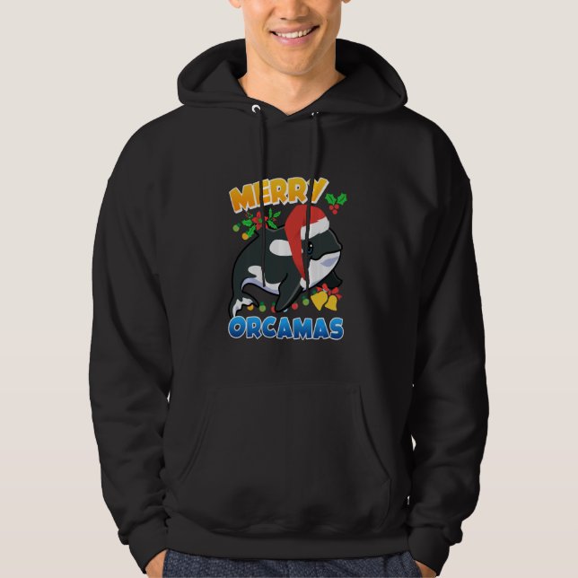 Merry Orcamas Orca Whale Long Sleeve Hoodie (Framsida)