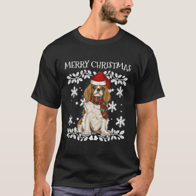 Merry Ornament Cavalier Kung Charles Spain Julafto T Shirt (Framsida)