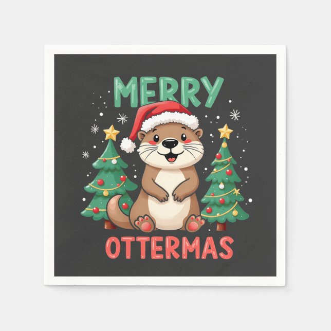 Merry Ottermas Funny Otter Animal jul Älskare Pappersservett (Framsidan)