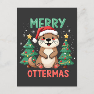 Merry Ottermas Funny Otter Animal jul Älskare Vykort