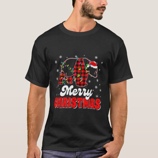 Merry Panda Bear Ljus Santa T Shirt (Framsida)