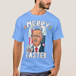 Merry Påsk Biden med Cute Bunny Öron T Shirt