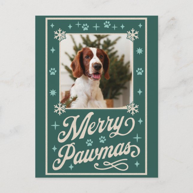 Merry Pawmas Pet Photo jul-Helgdag Card Helg Vykort (Framsida)