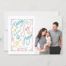 Merry Peace Joy Kärlek Hope Handdraget Bright Helg