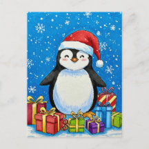 Merry Penguin Christmas Postcard
