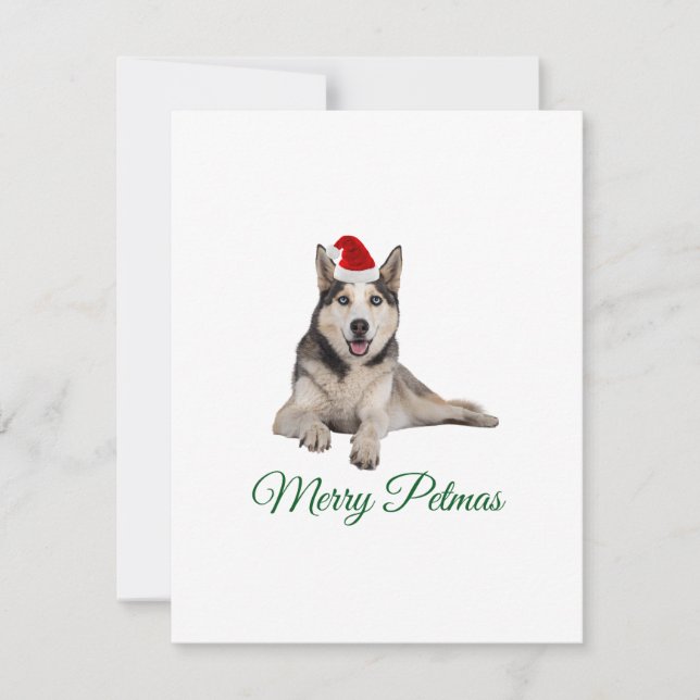 Merry Petmas husky helgdag julkort (Framsida)