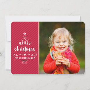 MERRY PHOTO HELGDAG söt julgran-design röd Julkort