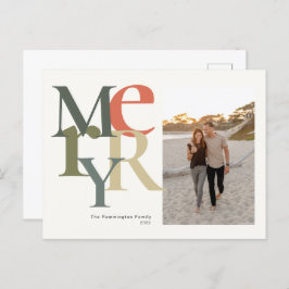 Merry Photo jul Teal Orange Helg Vykort