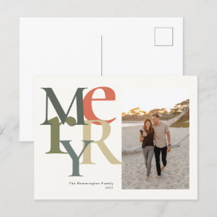 Merry Photo jul Teal Orange Helg Vykort