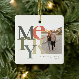Merry Photo jul Teal Orange Julgransprydnad Keramik