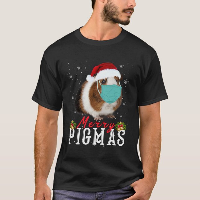 Merry Pigmas Ansikte Mask Guinea Gris jultomten T Shirt (Framsida)