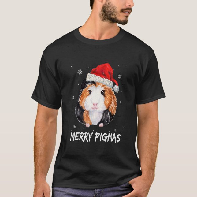 Merry Pigmas Ansikte Mask Guinea Gris jultomten T Shirt (Framsida)