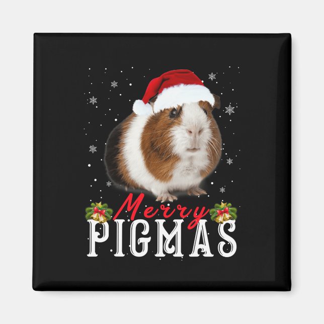 Merry Pigmas Ansikte Mask Roligt Guinea Gris jul S Magnet (Framsidan)