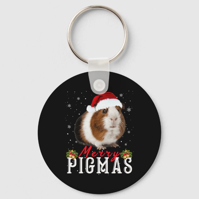 Merry Pigmas Ansikte Mask Roligt Guinea Gris jul S Nyckelring (Framsida)