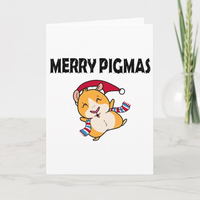 Merry Pigmas Face Mask Funny Guinea Pig Christmas  Kort (Framsida)