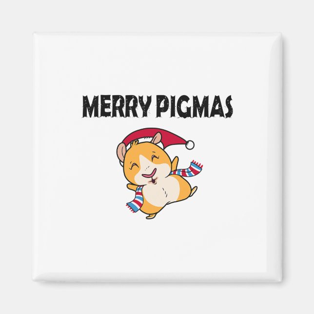 Merry Pigmas Face Mask Funny Guinea Pig Christmas  Magnet (Framsidan)