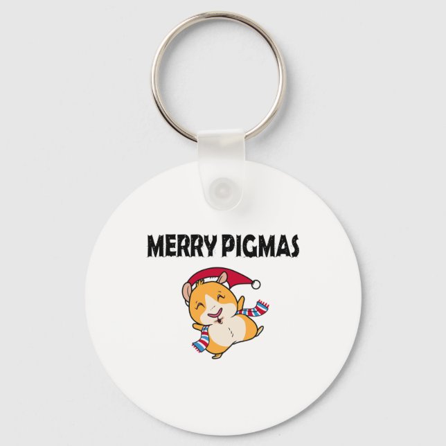 Merry Pigmas Face Mask Funny Guinea Pig Christmas  Nyckelring (Framsida)