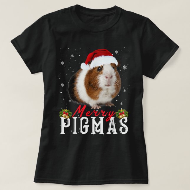 Merry Pigmas Face Mask Funny Guinea Pig Christmas  T Shirt (Design framsida)