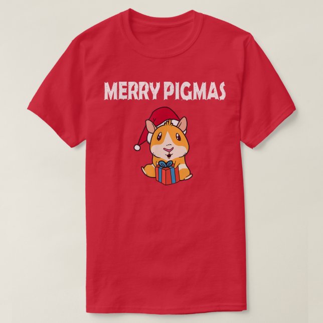 Merry Pigmas Face Mask Funny Guinea Pig Christmas  T Shirt (Design framsida)