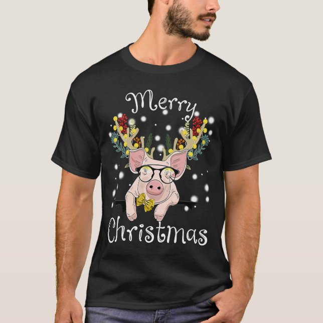 Merry Pigmas Funny Gris God jul för flickor P T Shirt (Framsida)