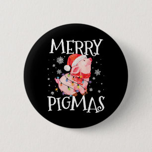 Merry Pigmas Funny Gris jul Ljus Träd Julafton Knapp