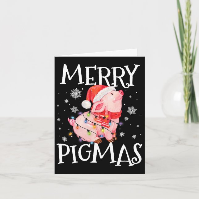 Merry Pigmas Funny Gris jul Ljus Träd Julafton Kort (Framsida)